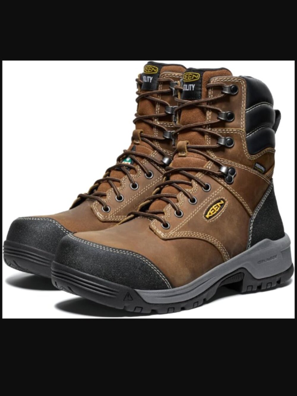 Keen 8" Composite Toe Waterproof Leather Construction Boots, 10.5
